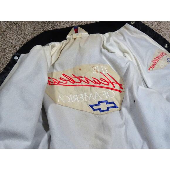 Vtg Westark Black Satin Chevrolet "Heartbeat of America" Bomber Jacket, Size M - Picture 7 of 10